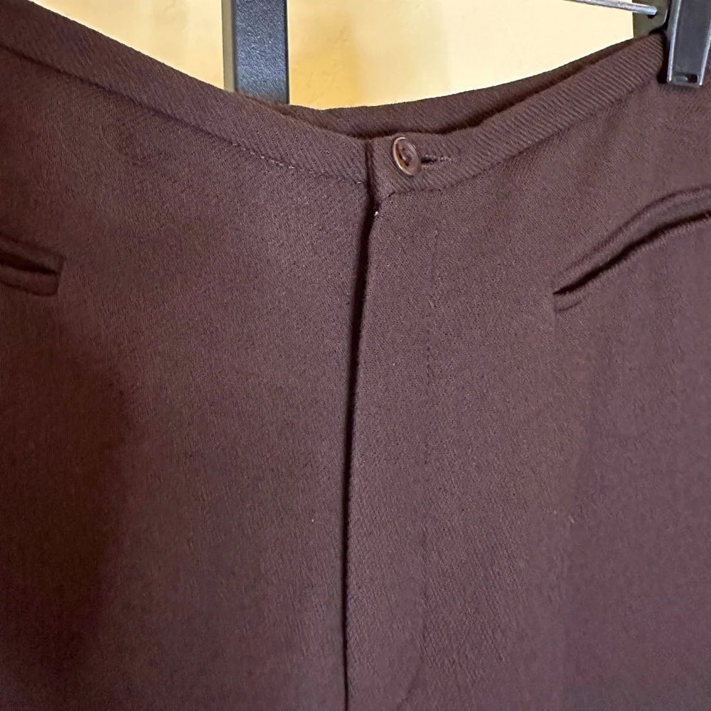 French designer Philippe Adec chocolate brown crepe pants Size FR 44 US 10 - Picture 2 of 5